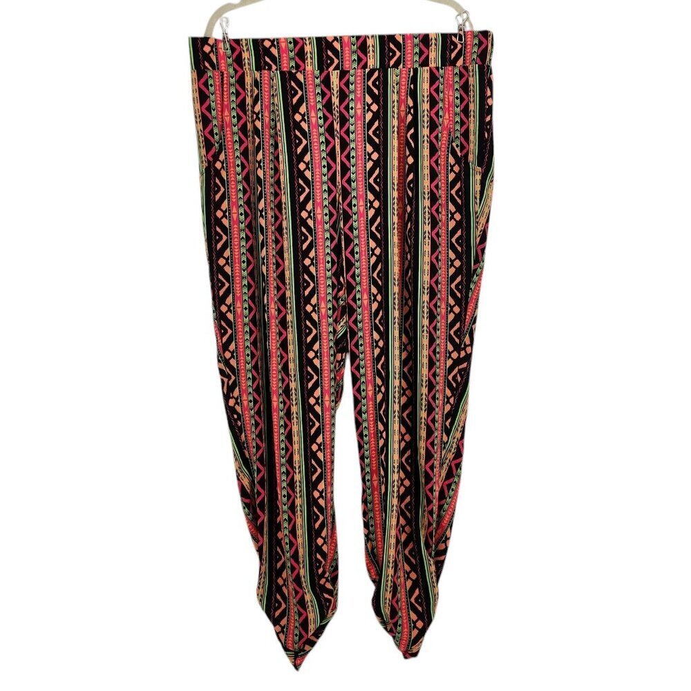 Flash Retro Neon Multicolor Tapered Pants Womens 1X